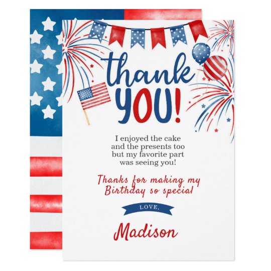 4th of July Thank You Card | Zazzle.com