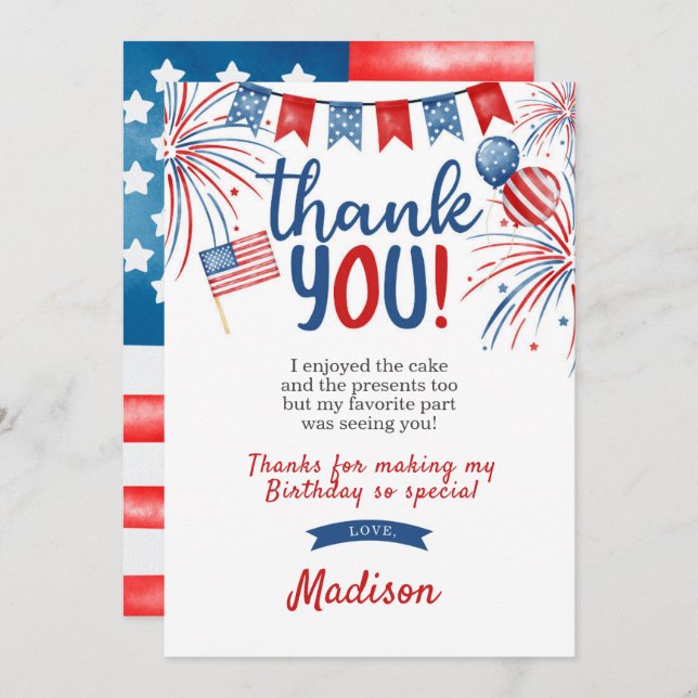 4th of July Thank You Card (Front/Back)