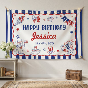 4th Of July Theme Hand Drawn Birthday Banner