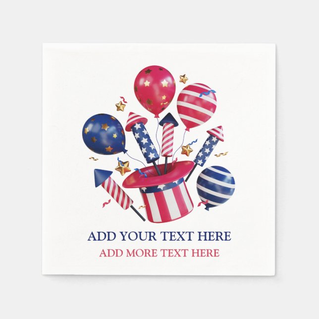 4th Of July Theme Napkins (Front)