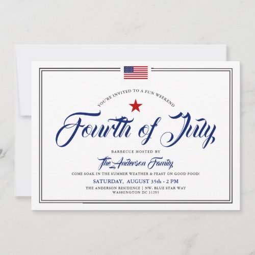 4th of July Themed Backyard BBQ Party Invitation