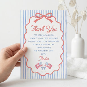 4th of July Themed Birthday Stripes Thank You Card