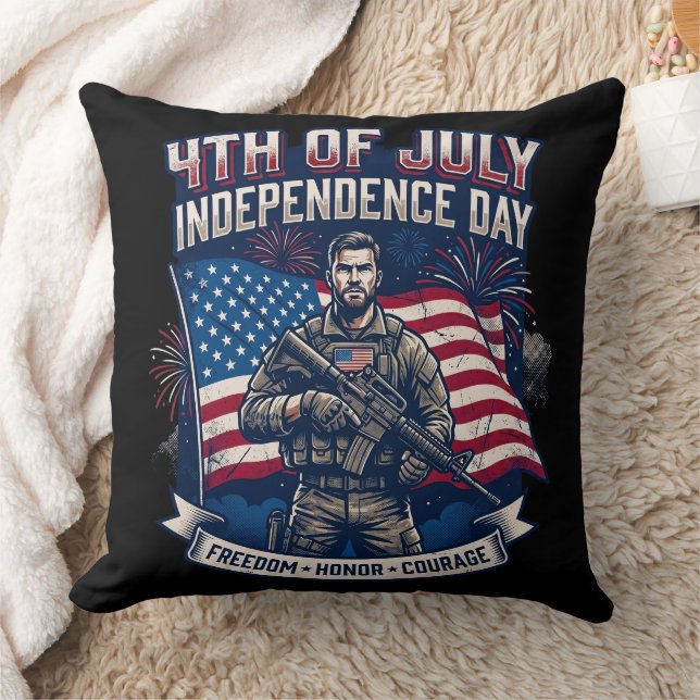 4th Of July  Throw Pillow (Blanket)