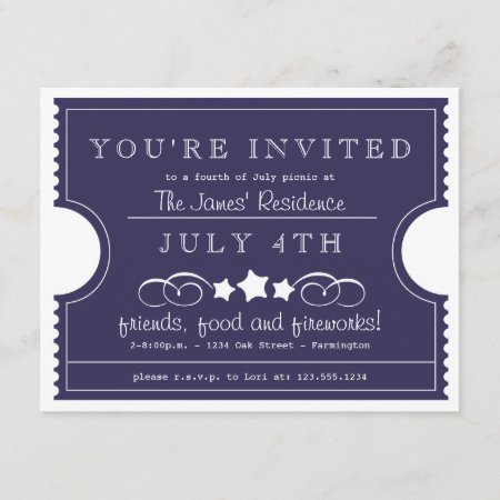 4th Of July Ticket Invitation