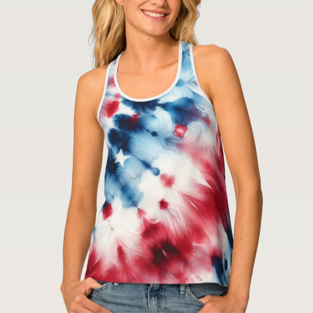 4th Of July Tie Dye Patriotic Tank Top (Front)