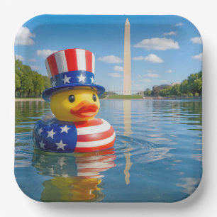 4th of July Toy Duck in the Reflecting Pool Paper Plates
