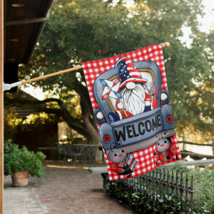 4th of July Truck Gnome House Flag