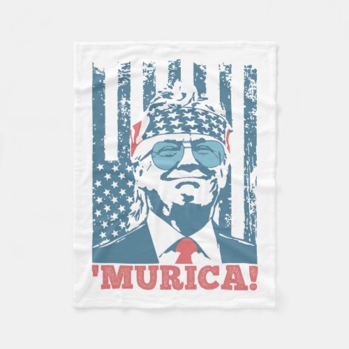 4th Of July Trump American Flag Trump murica  Fleece Blanket