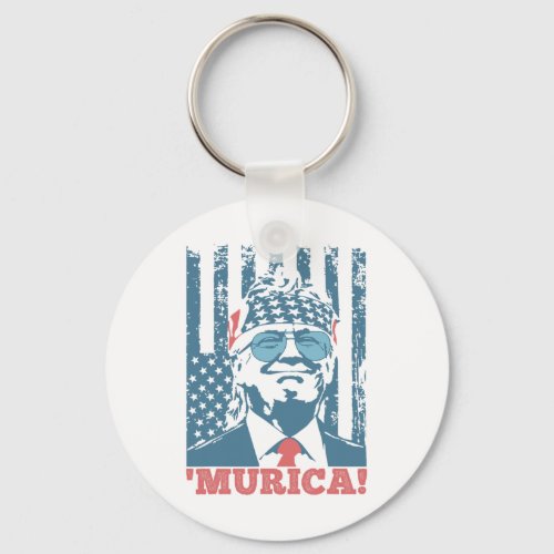 4th Of July Trump American Flag Trump murica  Keychain