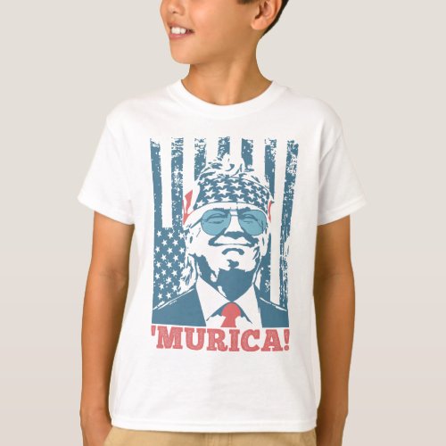 4th Of July Trump American Flag Trump murica  T_Shirt