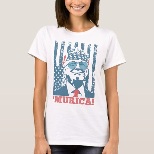 4th Of July Trump American Flag Trump murica  T_Shirt