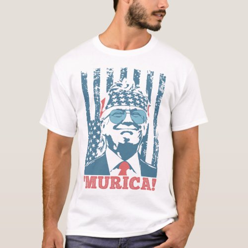 4th Of July Trump American Flag Trump murica  T_Shirt