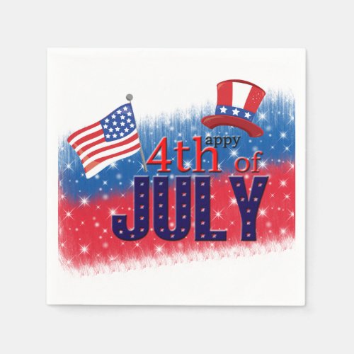 4th of July typography Napkins -  Feel free to contact me for a request or question. Copyright USA Flag, Uncle Sam Hat, Liberty Crown ©Pretty Grafik Design.