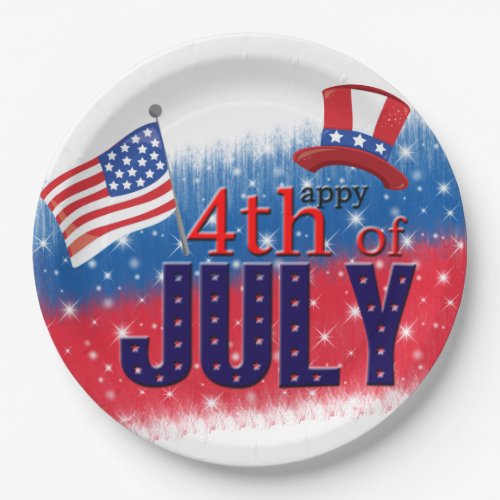 4th of July typography Paper Plates