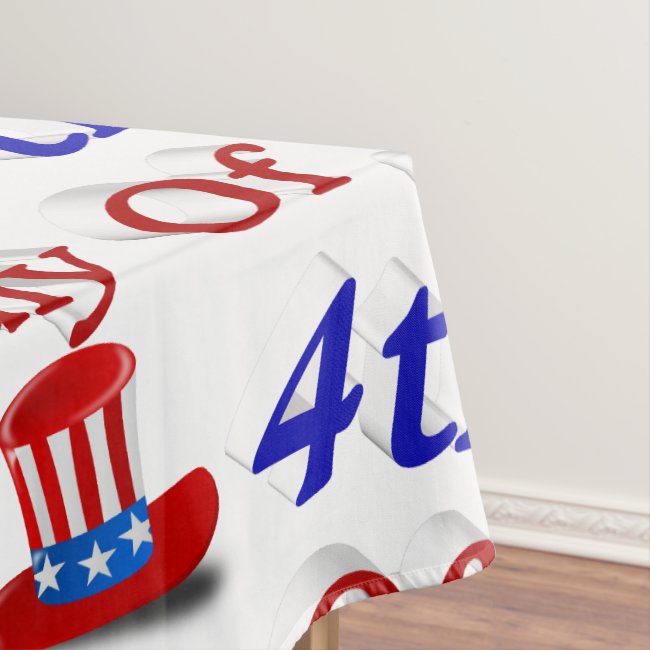 4th of July Uncle Sam 3D Hat Tablecloth