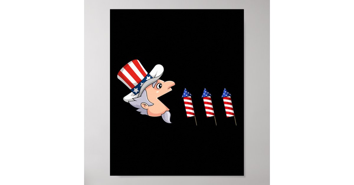 4th Of July Uncle Sam American Fireworks Fun Boys Poster | Zazzle