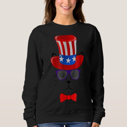 4th Of July Uncle Sam Patriotic American Hat Cat T Sweatshirt