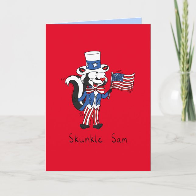 4th of July Uncle Sam Skunk Funny Card (Front)