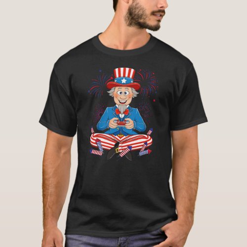 4th Of July Uncle Sam Video Game Gamer Kids Boys T_Shirt