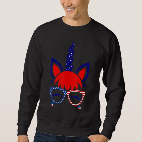 4th Of July Unicorn American Flag Patriotic 1 Sweatshirt