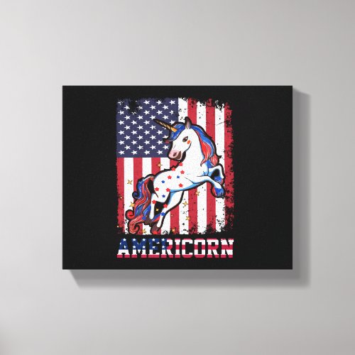 4th Of July Unicorn American Flag Patriotic Giftp Canvas Print