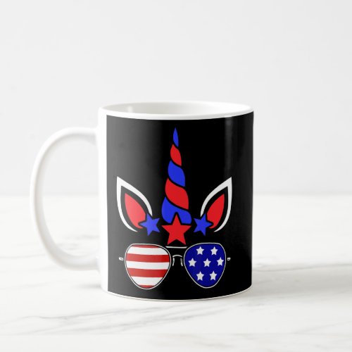 4th Of July Unicorn American Flag Patriotic Girls  Coffee Mug