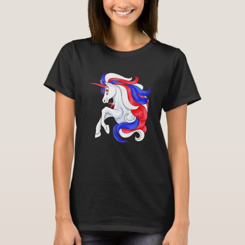 4th Of July Unicorn American Flag Patriotic Girls  T_Shirt