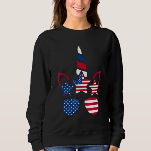 4th Of July Unicorn American Flag Patriotic Sweatshirt