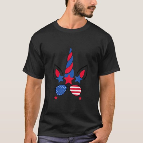 4th Of July Unicorn American Flag Patriotic  T_Shirt
