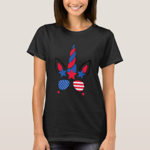 4th Of July Unicorn American Flag Patriotic T-Shirt