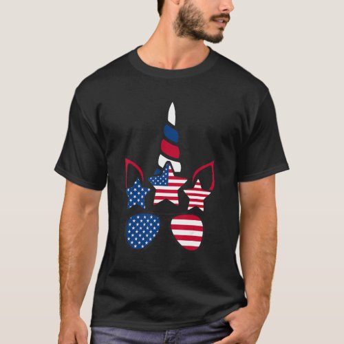 4th Of July Unicorn American Flag Patriotic T_Shirt
