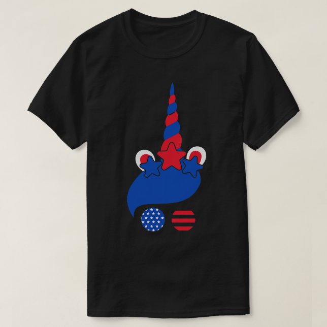 4th Of July Unicorn American Flag T-Shirt (Design Front)