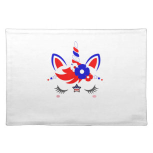 4th of July Unicorn Top Funny Cute Patriotic Women Cloth Placemat