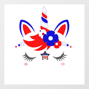 4th of July Unicorn Top Funny Cute Patriotic Women Wall Decal