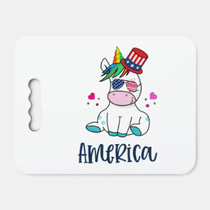4th of July Unicorn with USA Flag Sun Glasses Seat Cushion