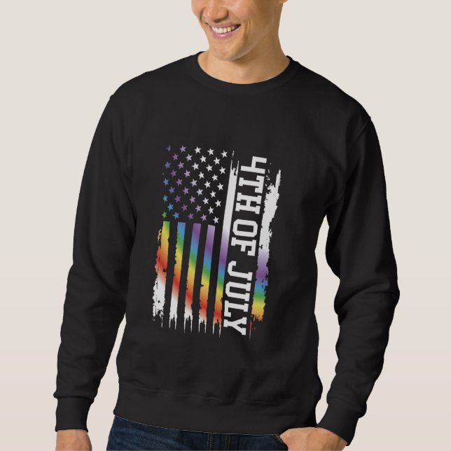 4Th Of July United States Distressed Rainbow w US  Sweatshirt (Front)