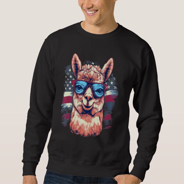 4th Of July US Flag Alpaca Sweatshirt (Front)