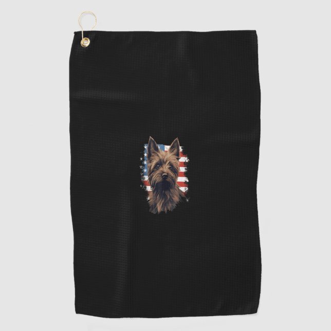 4th Of July US Flag Cairn Terrier Dog Tank Top_1 Golf Towel (Front)