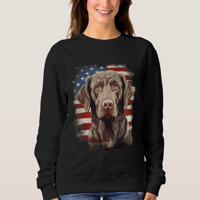 4th Of July US Flag Chesapeake Bay Retriever Dog 1 Sweatshirt (Front)