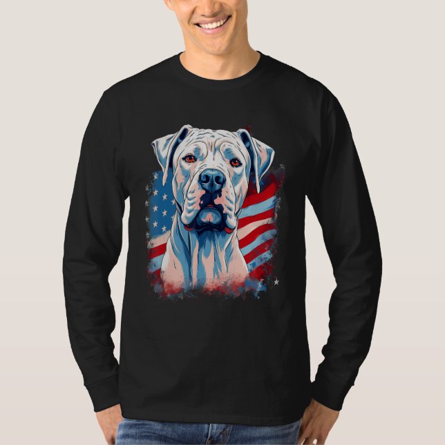 4th Of July US Flag Dogo Argentino Dog 1 T-Shirt (Front)