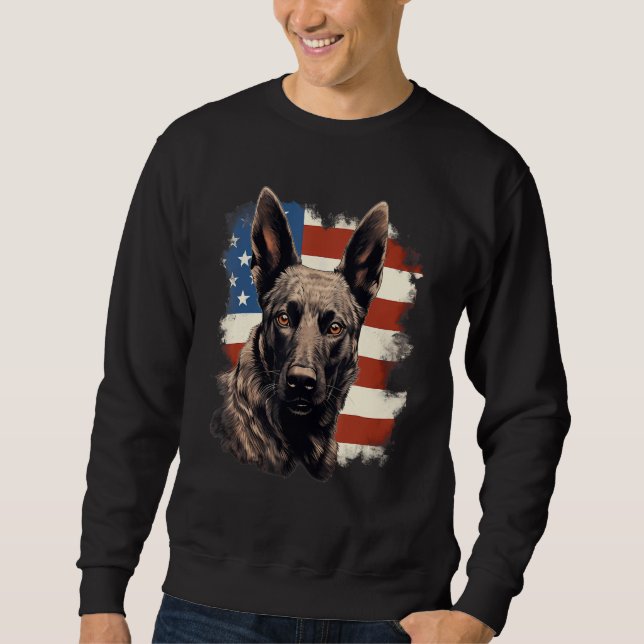 4th Of July US Flag Dutch Shepherd Dog 1 Sweatshirt (Front)