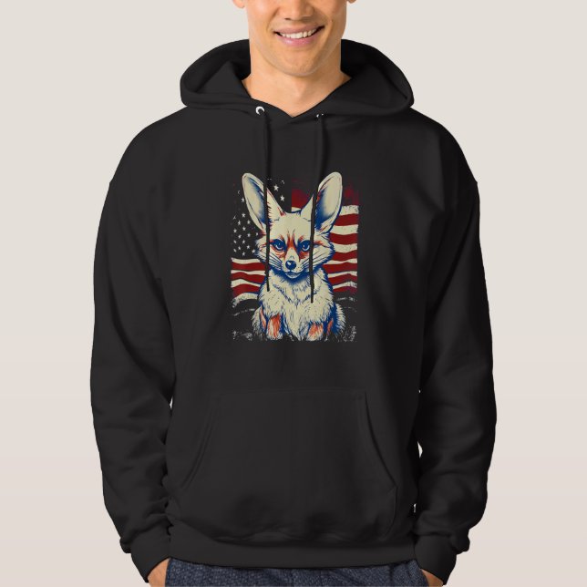 4th Of July US Flag Fennec Fox Hoodie (Front)