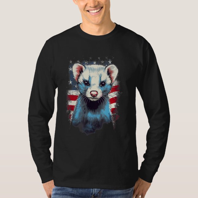 4th Of July US Flag Ferret 1 T-Shirt (Front)