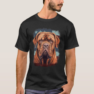 4th Of July US Flag French Mastiff Dog  T-Shirt