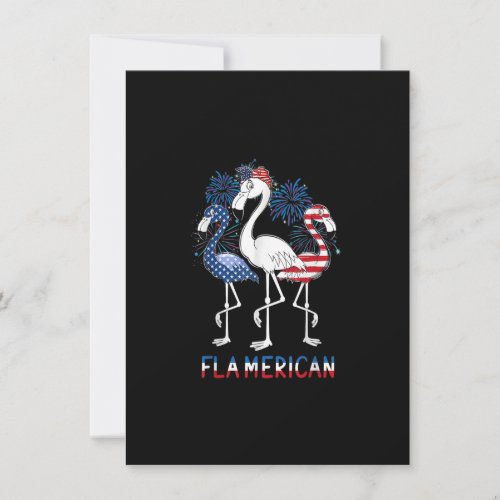 4th of July US Flag Funny Patriotic Flamingo Flame Invitation
