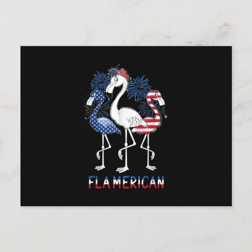 4th of July US Flag Funny Patriotic Flamingo Flame Postcard