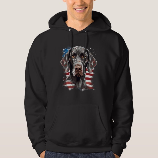 4th Of July US Flag German Shorthaired Pointer Dog Hoodie (Front)