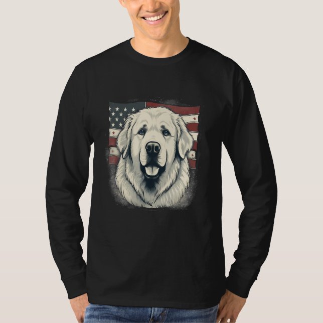4th Of July US Flag Great Pyrenees Dog T-Shirt (Front)