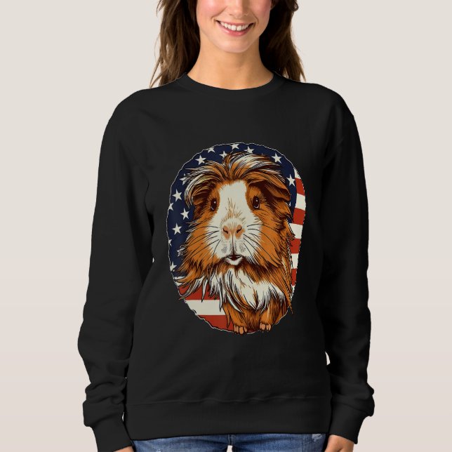 4th Of July US Flag Guinea Pig Sweatshirt (Front)