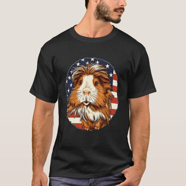 4th Of July US Flag Guinea Pig T-Shirt (Front)